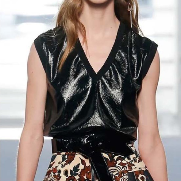 Luis Vuitton ready to wear leather knit top blouse RTW